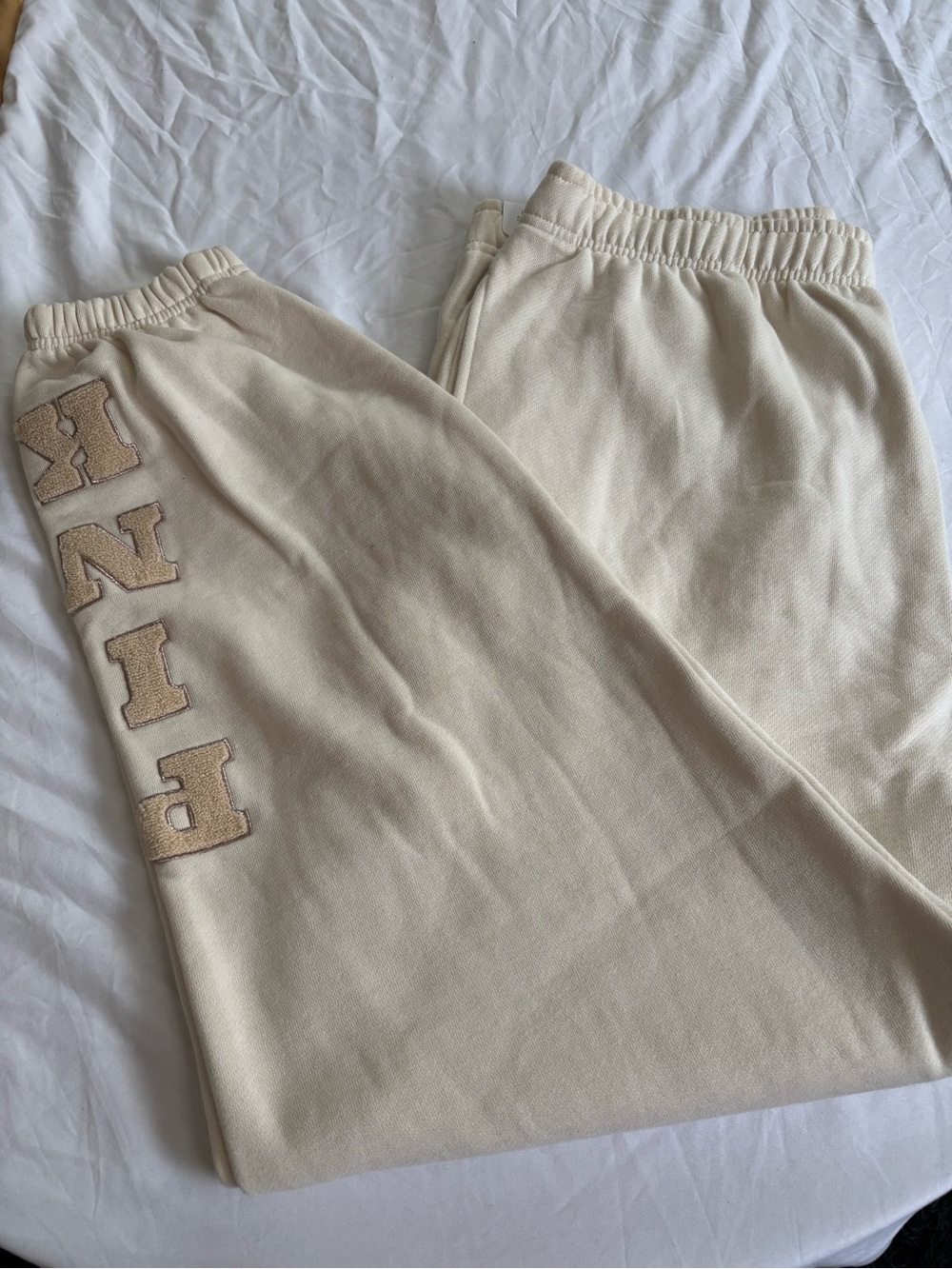 PINK Victoria's Secret Cream Logo Terry Jumpsuit Set - Picture 2 of 4